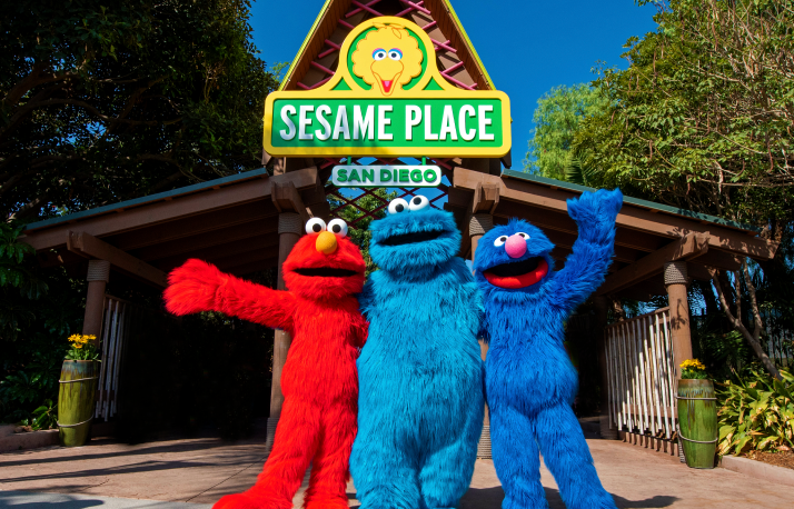 Elmo, Cookie Monster, and Grover