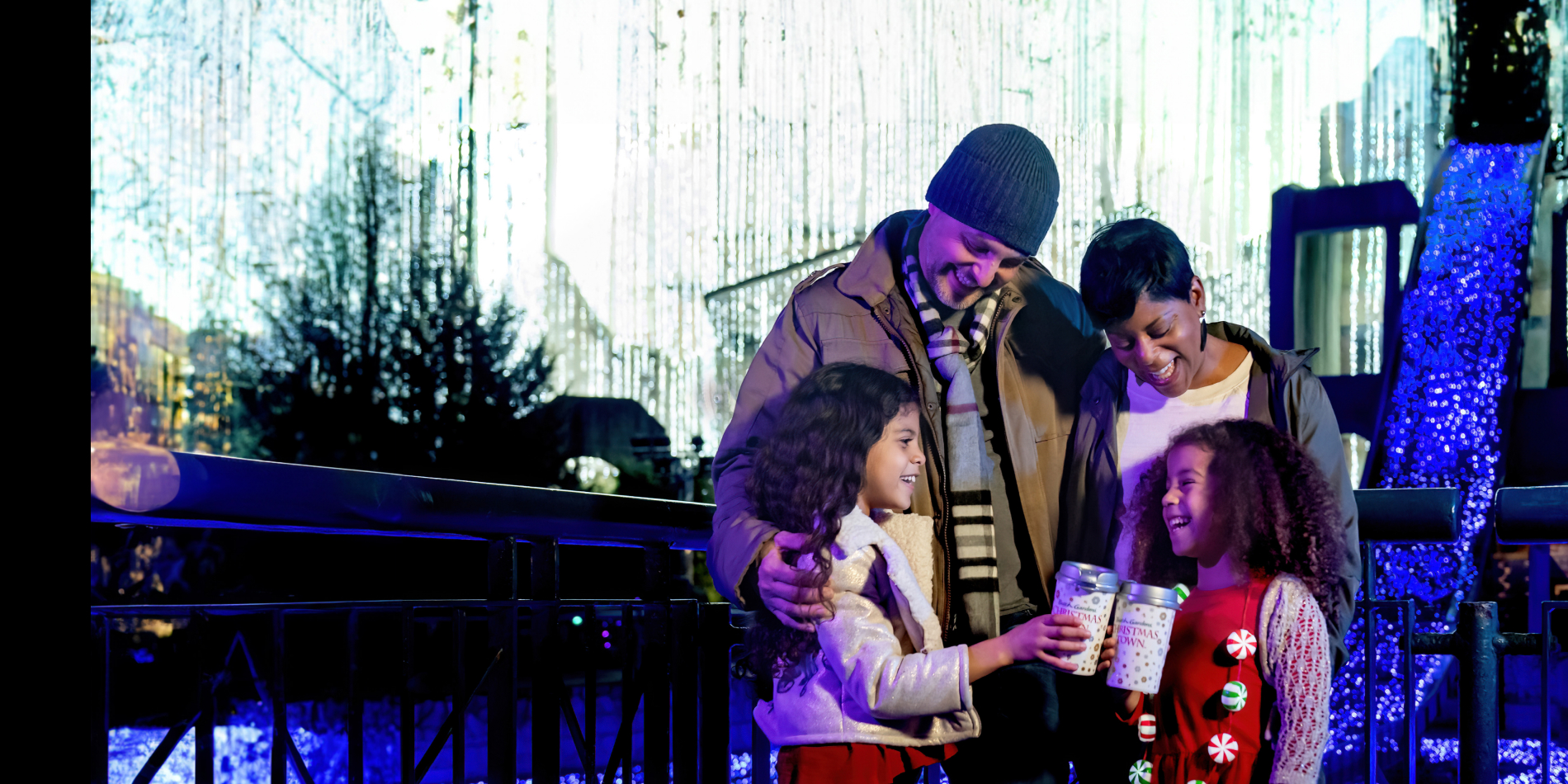 Family enjoying the best of Christmas Town at Busch Gardens Williamsburg.